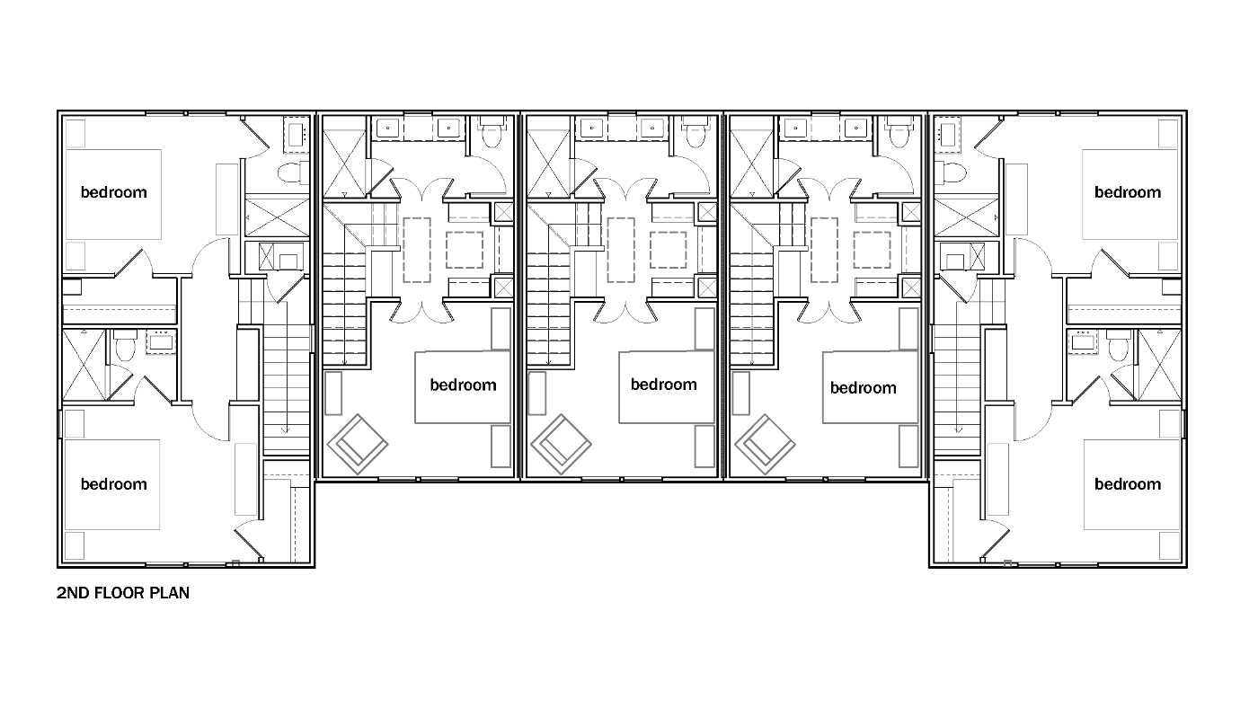 Architectural floor plans for the Avocet - Trillium 5 Plex (Hopewell), showing 2nd floor layouts