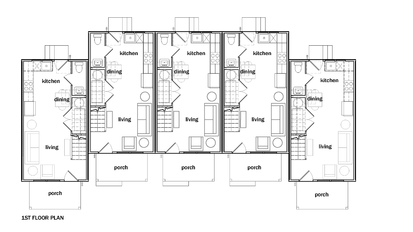 Architectural floor plans for the Avocet - Trillium 5 Plex (Hopewell), showing 1st floor layout