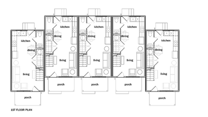 Architectural floor plans for the Avocet - Trillium 5 Plex (Hopewell), showing 1st floor layout