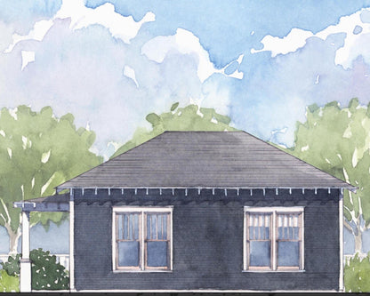 Side Elevation of small house with front porch