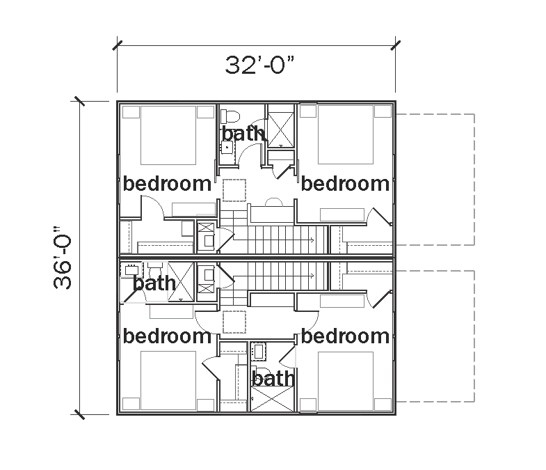 Floor plan of a building with two levels labeled '2nd Floor Plan', featuring bathrooms and bedrooms.
