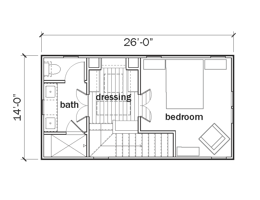 Floor plan of the second story of a two-story house with labeled rooms and dimensions