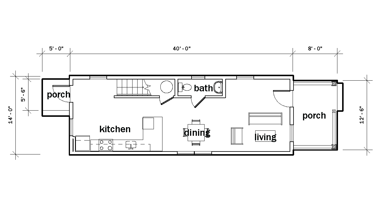 Floor plan of the first story of a building with labeled rooms and dimensions, featuring the branding of KUA