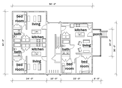 Floor plan of the first story of a building with two levels, labeled '1st Floor Plan' 