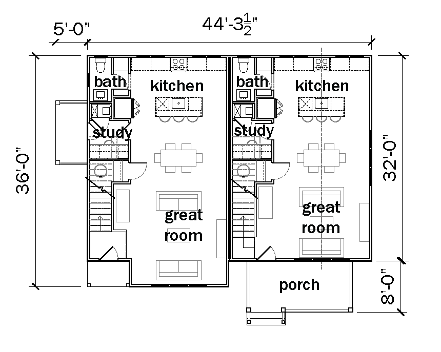 Floor plan of a building with two levels, labeled '1st Floor Plan'  from Flintlock Lab.