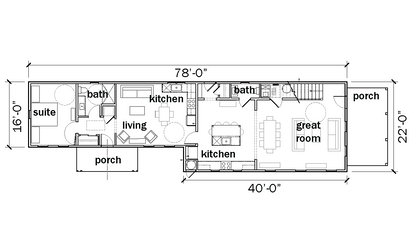 Floor plan of the first story with labeled rooms and dimensions, featuring the brand 'flintlocklab'.