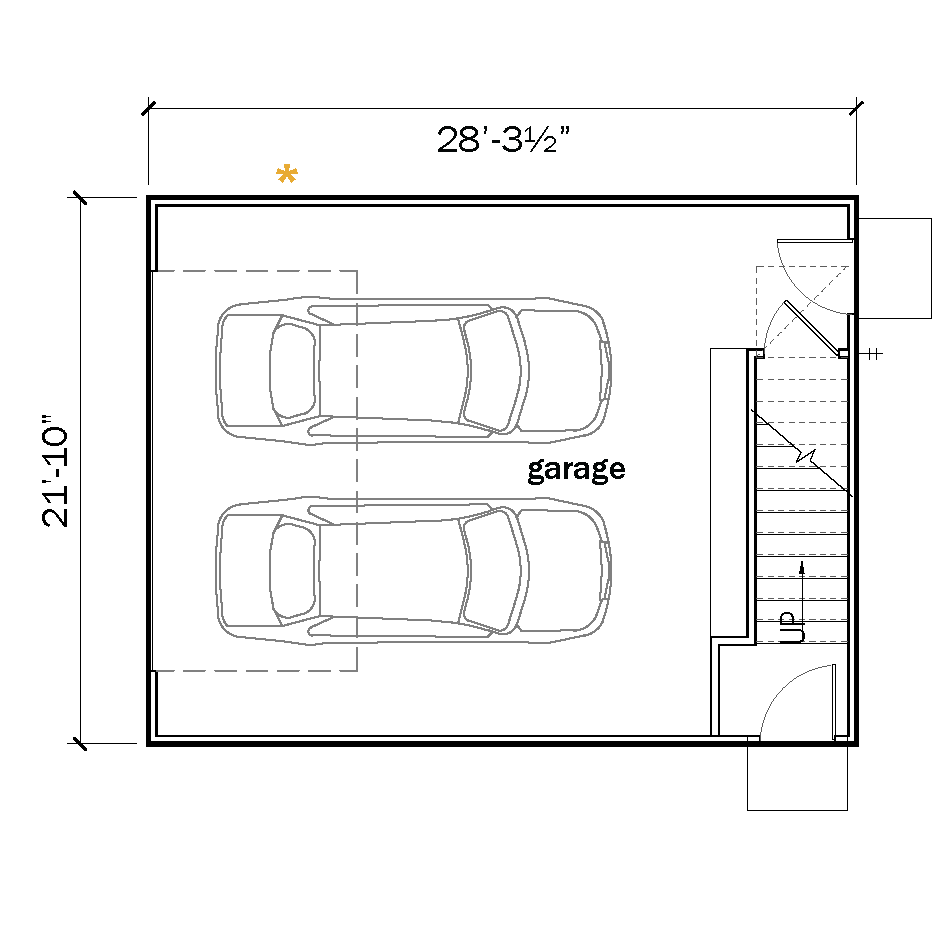 Nell - Floor plan of the first floor garage with labeled rooms and dimensions, featuring 'flintlocklab' branding.