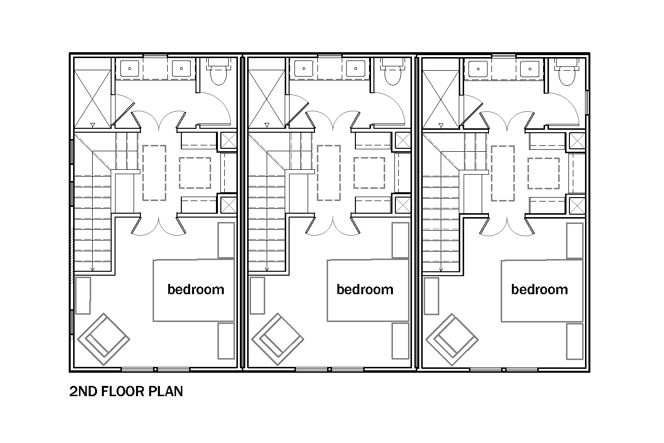 Architectural floor plans for Trillium 3 Plex (Hopewell), showing 2nd floor layout
