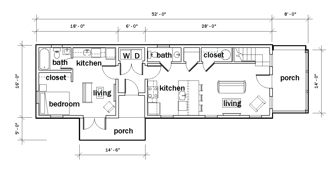 Floor plan of a building with labeled rooms and dimensions, featuring the branding of KUA