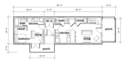 Floor plan of a building with labeled rooms and dimensions, featuring the branding of KUA